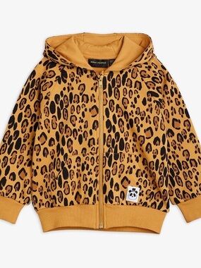 Mini Rodini Kids' BASIC LEOPARD print ZIP HOODIE size 1.5-3 years